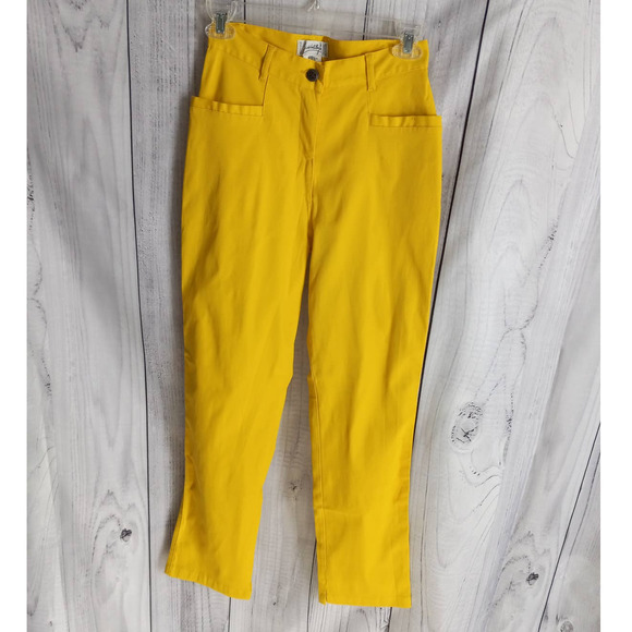 RARE VTG 90s JC de Castelbajac TWEETY Canary Yellow Slim Pants US 0 Looney Tunes - Picture 2 of 10